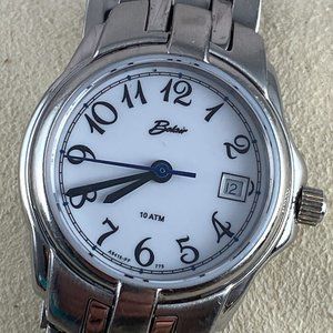 Sold Vintage Belair Ladies Stainless Steel Watch Navy Second with Black Hands